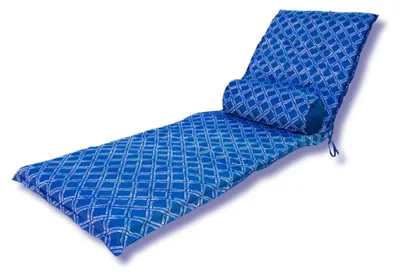 Image de Ensemble Coussin pour Chaise Longue et Traversin 195x60x5cm & 45x18cm Motif Nautique bleu