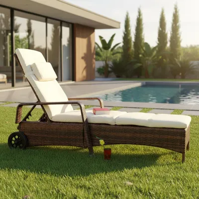 Image de Bain de soleil marron Polyrattan Gartenlounge Chaise longue Relax Terrasse Groupe de sièges