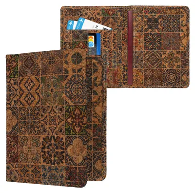 Produktbild von kwmobile Reisepass Hülle mit Kartenfächern - Kork Ausweishülle Passhülle Kartenetui Tasche - Reisepasshülle Pass Cover in Blau Rot Hellbraun