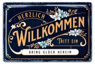 Produktbild von Retro Blechschild - Willkommensschild für Garten und Haustür, 20x30 cm