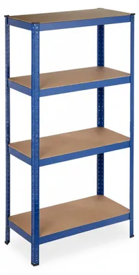 Image de Étagère robuste Relaxdays, 4 niveaux, L x l x H 157 x 80 x 41 cm, capacité de charge 280 kg, métal, étagère de rangement pour cave, garage, bleue