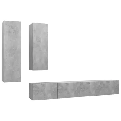 Produktbild von 4-tlg. TV-Schrank-Set Betongrau Holzwerkstoff