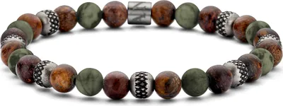Produktbild von Frank 1967 7FB-0737 – Herrenarmband – Armband aus Naturstein – Bronzit – Moosachat – Grün/Braun/Anthrazit – 19 cm – Geschenk für Herren
