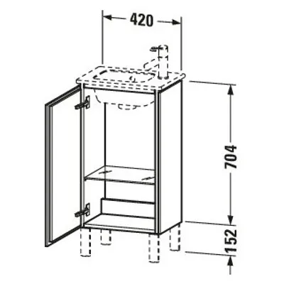 Image de Duravit bâti-support pour lavabo L-CUBE 294 x 420 x 704 mm butée à droite chêne brossé