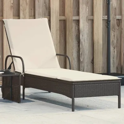 Produktbild von Sonnenliege, Gartenliege, Wellnessliege, mit Rollen und Auflage, Schwarz Poly Rattan - Liegestuhl CC22396