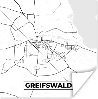 Produktbild von MuchoWow® Poster Karte - Greifswald - Stadtplan 50x50 cm - Wohnzimmerdekoration