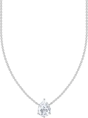 Image de Chaîne avec pendentif blanc en forme de goutte Argent