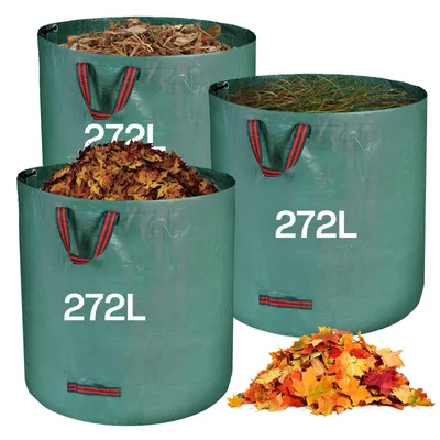 Productafbeelding van Tuinafvalzak, stabiel, 3 x 272 l, tuinzak, bladzak met handgrepen