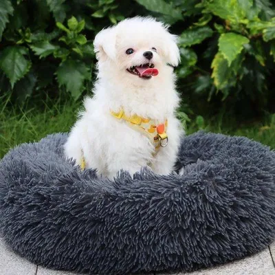 Produktbild von Hundebett für kleine, mittelgroße und große Hunde und Katzen, Plüschhundebett, Waschbares Hundekissen, Rundes Hundebett, 70 cm