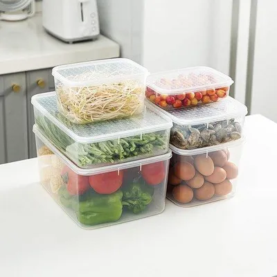 Obrázek produktu pro Organizační boxy do ledničky, vhodné do mikrovlnné trouby, do chladicího a mrazicího boxu, s víkem