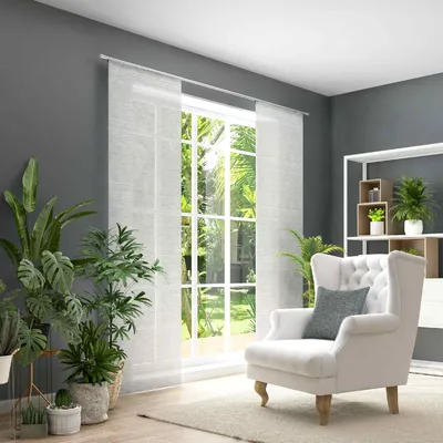 Produktbild von Schiebevorhang Flächenvorhang Karim Garnstreifen weiß creme 245x60cm