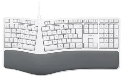 Produktbild von MERGOKEY-DE, ergonomische USB-A-Tastatur Handballenauflage,QWERTZ Layout Umlaut