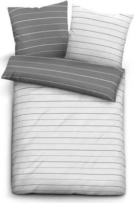 Produktbild von biberna 0636044 Mako-Satin Bettwäsche STREIFEN - MIX & MATCH color: sturmgrau, size: 1x 80x80 cm