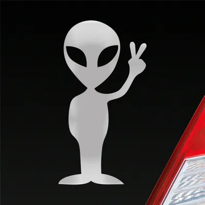 Produktbild von Auto Aufkleber Alien Außerirdischer All Comic Motorrad 12x7 cm Silber Sticker Heckscheibenaufkleber