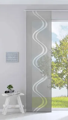 Produktbild von Moderner Flächenvorhang Raumtrenner Schiebegardine »Welle« HxB 245x60 cm Grau aus hochwertigem Ausbrenner-Stoff mit Paneelwagen Beschwerungsstange, 85615
