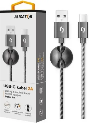 Produktbild von ALIGATOR PREMIUM Datenkabel 2A, USB-C Schwarz
