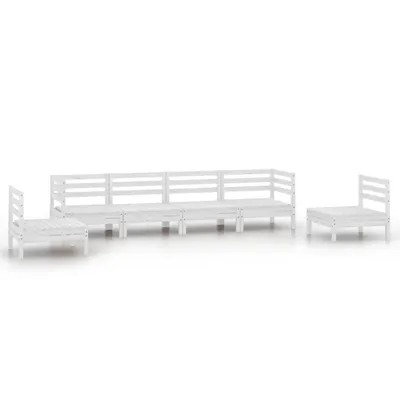 Produktbild von 6-tlg. Garten-Lounge-Set Weiß Kiefer Massivholz