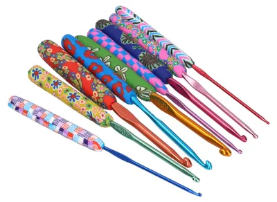 Obrázok produktu pre 9-dielna sada háčikov s omikovými rukoväťami, 9 veľkostí, háčiky na háčkovanie pre ženy, DIY doplnky, pohodlné háčiky na háčkovanie, sada