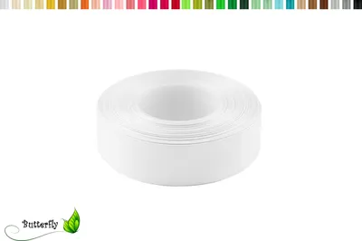 Produktbild von Satinband 25mm x 32m Rolle, Farbe:002 weiß