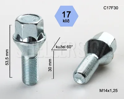 Obrázek produktu pro Kolový šroub M14x1,25x30 kuželový, C17F30, klíč 17, výška 53,5