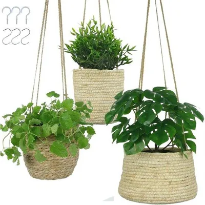 Immagine prodotto di Set di vasi sospesi per fiori in materiale naturale (3 pezzi)