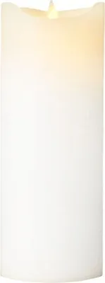 A white LED candle with a flickering flame.