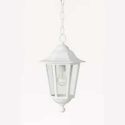 Weiße Gartenlaterne für außen, 60 W, IP44, E27, klassischer Stil, 230 V