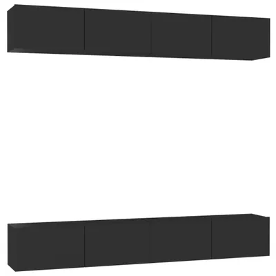 Obrázok produktu pre vidaXL TV skrinky 4 ks Čierna 100x30x30 cm Drevo Materiál