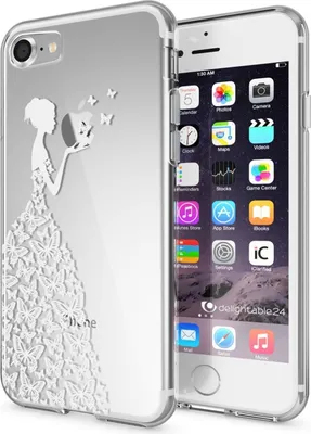 Produktbild von iPhone 7 Hülle Handyhülle von NALIA, Motiv Case Cover Bumper Transparent Klar Butterfly Princess