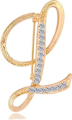Produktbild von Buchstaben-Brosche, Anstecknadeln, Initiale, Strass-Brosche für Frauen, Basteln, Gold, AZ