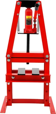 Obrázek produktu pro Hydraulický lis pro dílnu – nosnost 6 tun, ruční ovládání, zdvih 130 mm, pracovní rozsah 50–110 mm, ocelová konstrukce pro autoservis, barva červená