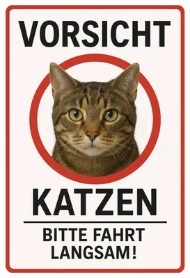 Produktbild von Blechschild AstraDesign 20x30 cm „Vorsicht Katzen“ – Metallschild Wanddeko, Schild, Geschenkidee