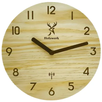 Produktbild von Holzwerk WEILBURG (FUNK) moderne Designer Loft Funk Wanduhr aus Holz, beige