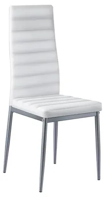 Imagen del producto de Juego de 4 sillas de comedor modernas, tapizadas en cuero sintético, ideales para mesas de comedor. Sillas compactas para la cocina, con cojines gruesos y patas de metal, color blanco