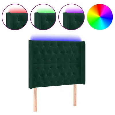 Produktbild von vidaXL LED Kopfteil Dunkelgrün 93x16x118/128 cm Samt