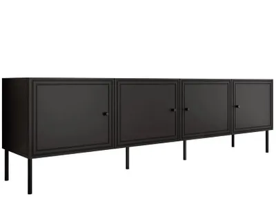 Produktbild von MIRJAN24 TV-Lowboard Palazzo Bis 200 4D, TV-Tisch, RTV mit vier Drehtüren, Metallfüße in der Farbe Schwarz (Farbe: Schwarz)