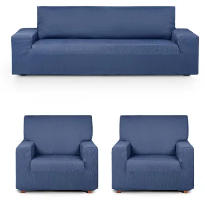 Elastischer Sofabezug 3+1+1 Sitzer Blau