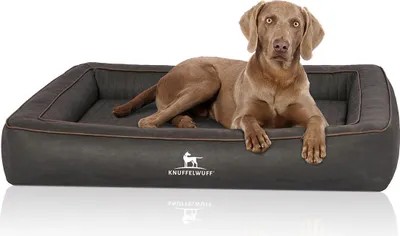 Produktbild von Knuffelwuff Orthopädisches Hundebett aus Laser gestepptem Kunstleder Montego 155 x 125cm Schwarz