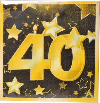 Produktbild von 20 St. Geburtstag Papier Serviette 40 Jahre gold / schwarz Party Deko