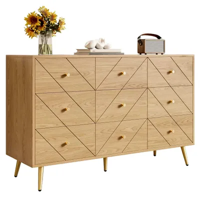 Produktbild von Kommode mit 9 Schubladen, modernes Sideboard mit Eisenbeinen, Highboard für Schlafzimmer und Wohnzimmer