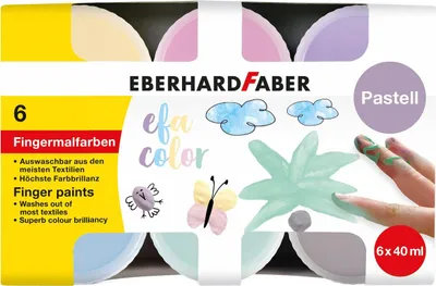 Produktbild von Fingerfarbe - 6x 40 ml Pastellfarben sortiert. Packung mit 6 Stück