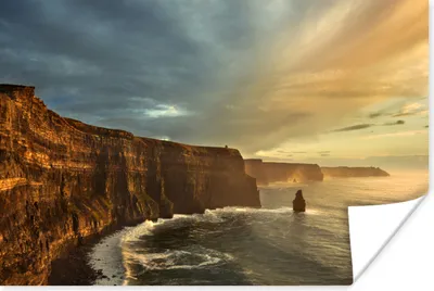 Produktbild von MuchoWow® Poster Brechende Wellen an den irischen Cliffs of Moher 120x80 cm - Bilder
