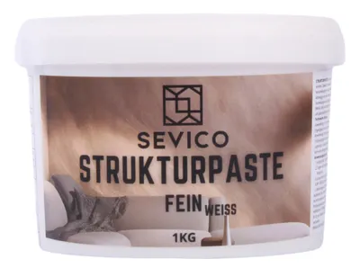 Produktbild von SEVICO Strukturpaste Fein 1 kg | Weiße Spachtelmasse für Acrylmalerei | Modellierpaste für Kunstprojekte, Acrylfarbe, DIY, 3D-Effekte, Texturen | Einfach mit Palettenmesser aufzutragen | A007-003