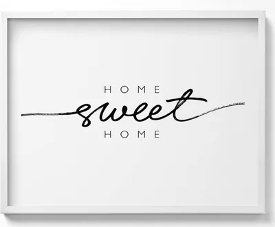 Produktbild von Dekoratives Schild für die Wohnung „Home, sweet home“– Wandbild mit Rahmen – Gerahmtes Bild  – Wanddekoration – 80x60 cm –  Weiß Rahmen