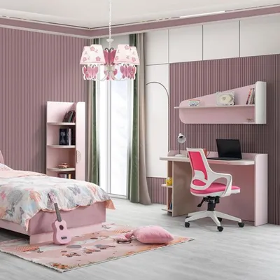 Immagine prodotto di Armadio a tutta altezza, libreria per camerette, scrivania rosa