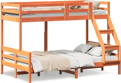 Produktbild von Etagenbett 80x200/120x200 cm Wachsbraun Massivholz Kiefer