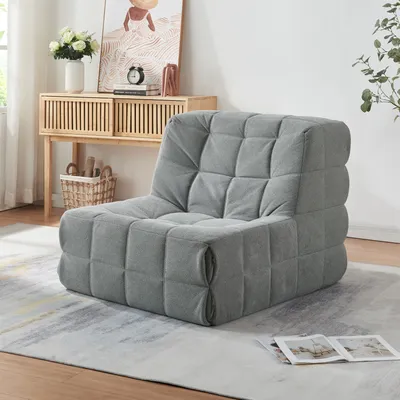 Obrázek produktu pro Podlahová židle 'Koskyvn' čalouněná Podlahová židle s opěradlem 75 x 90 x 100 cm Textilní šedá barva