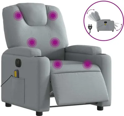 Produktbild von vidaXL Massagesessel Elektrisch Hellgrau Stoff