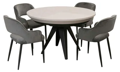 Produktbild von Masseno Ausziehbar Esstisch GLOBO 120 - 220 cm x 120 cm Rund Tisch für Wohnzimmer, Küche, Weiß