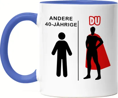 Produktbild von Andere 40-Jährige Du Tasse Blau Geburtstagsgeschenk zum 40. Lustige Geschenkidee Superheld